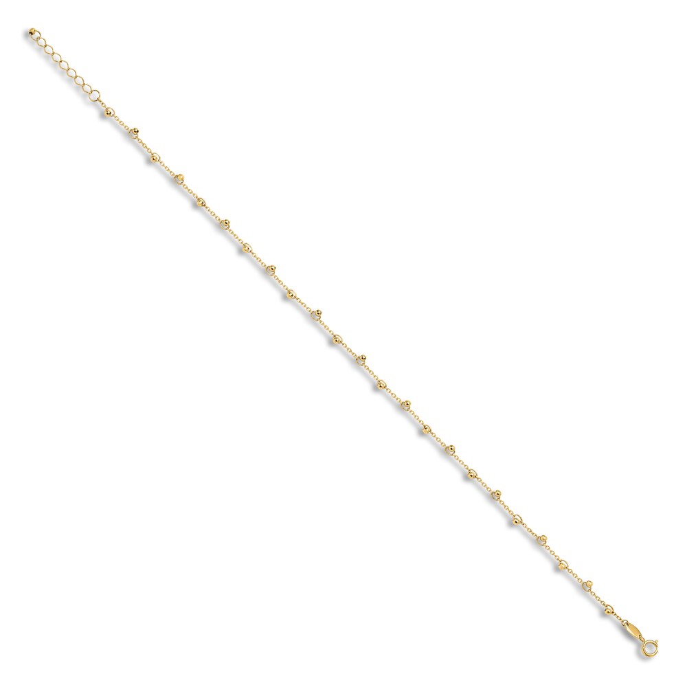 Diamond-Cut Bead Anklet 14K Yellow Gold 9\" wbcxRXo7