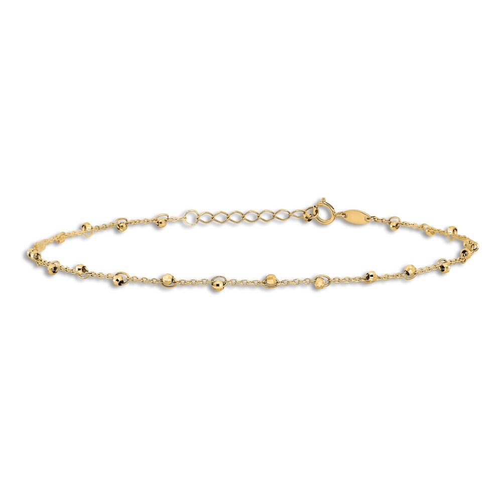 Diamond-Cut Bead Anklet 14K Yellow Gold 9\" wbcxRXo7