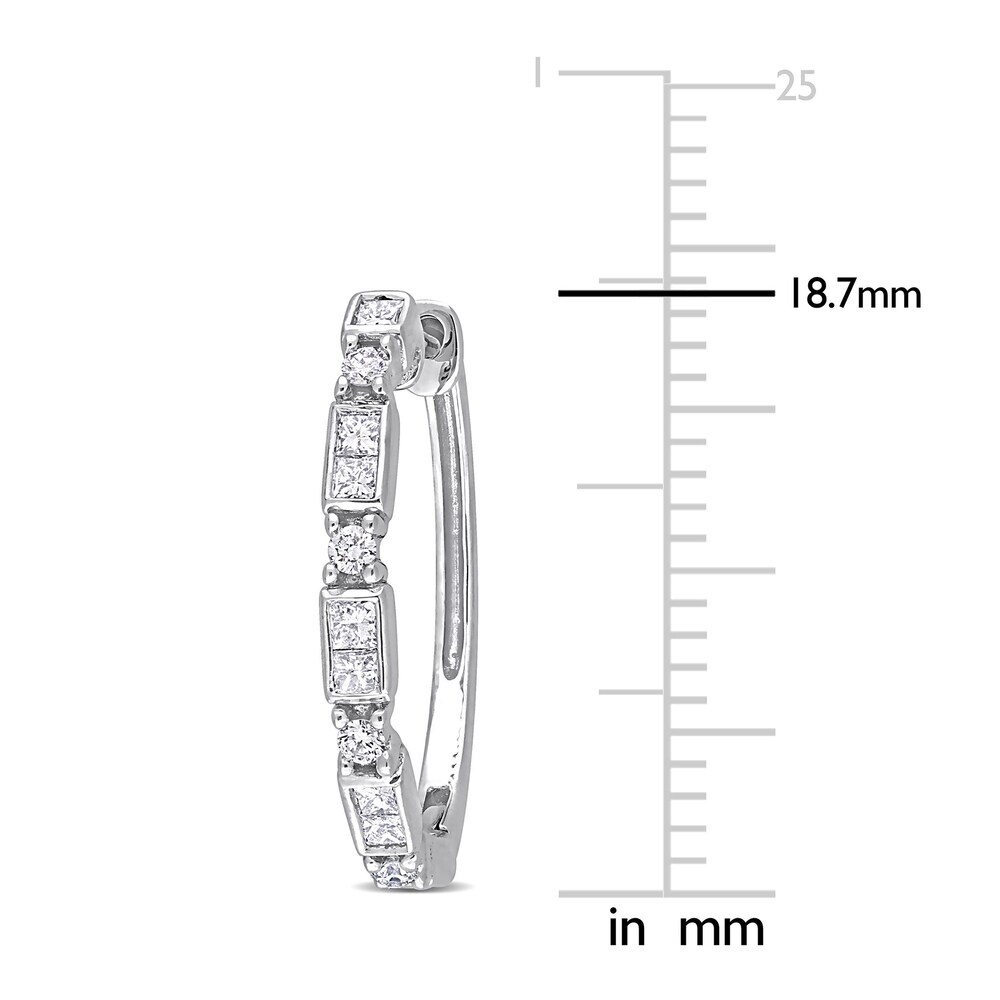 Diamond Hoop Earrings 1/2 ct tw Round/Princess 14K White Gold wfUSDU9I