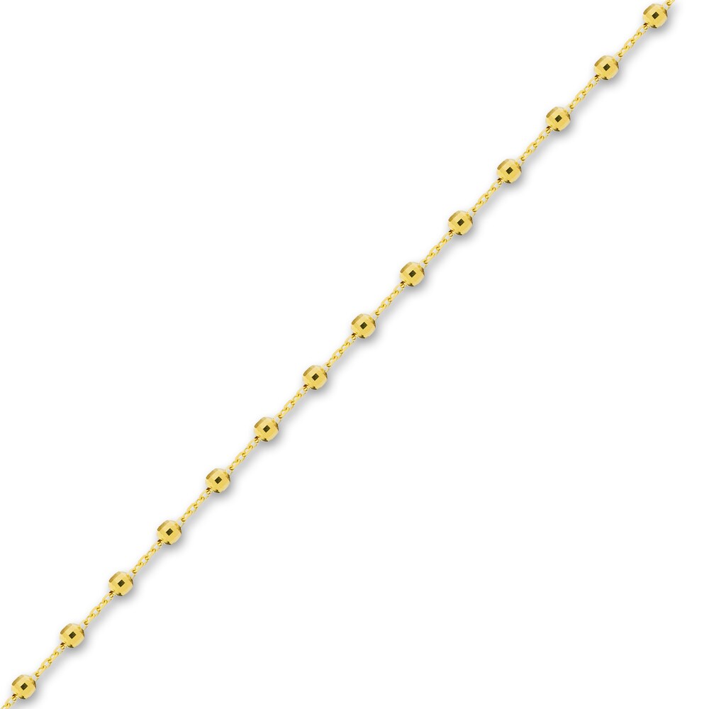 Diamond-Cut Beaded Station Bracelet 14K Yellow Gold 7.5\" Adj wmJAKiUy