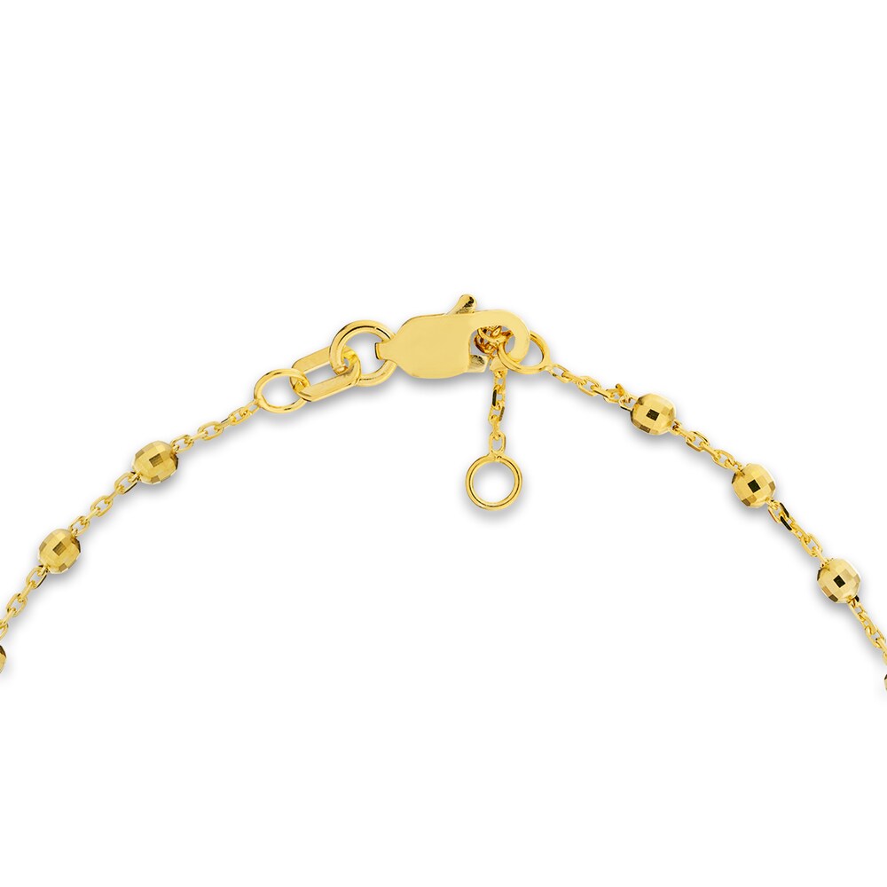 Diamond-Cut Beaded Station Bracelet 14K Yellow Gold 7.5\" Adj wmJAKiUy