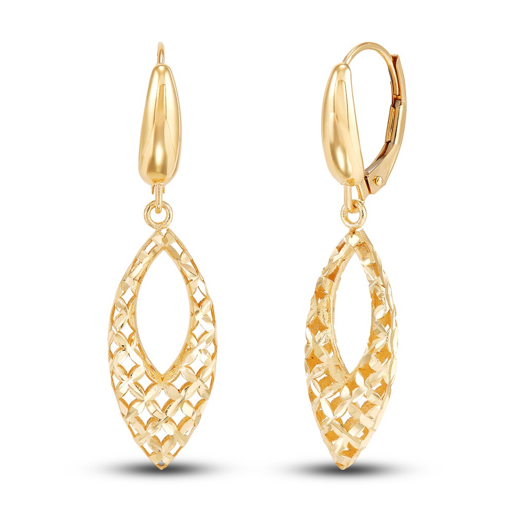 Italia D\'Oro Open Marquise Dangle Earrings 14K Yellow Gold wsBBMpUv