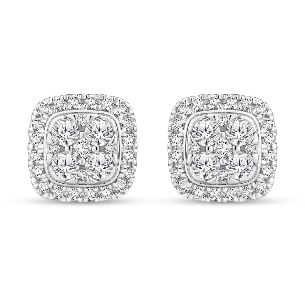 Diamond Stud Earrings 1 ct tw Round 14K White Gold wvljyWos