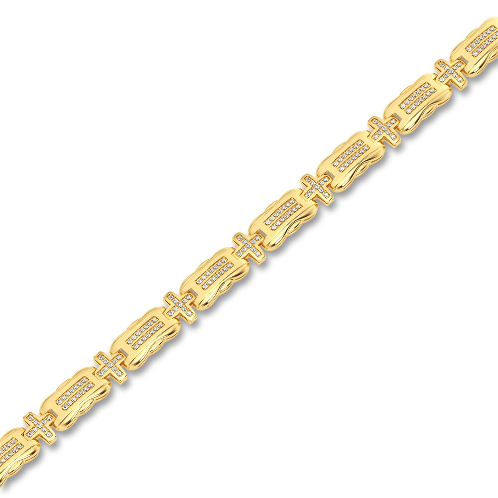 Men\'s Diamond Bracelet 1 ct tw Round 14K Yellow Gold 8.5\" xDAPY3FQ