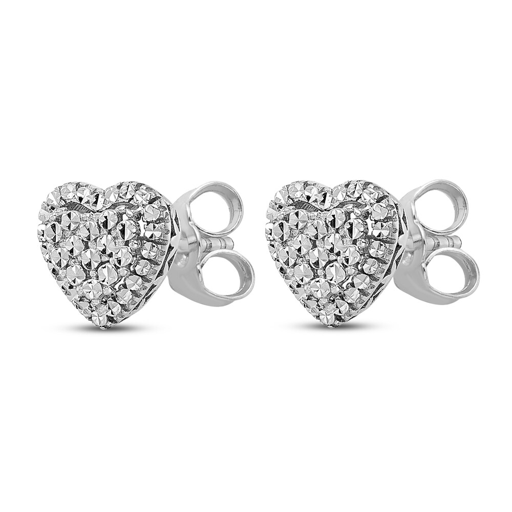 Diamond-cut Heart Stud Earrings 14K White Gold xNkGne3U