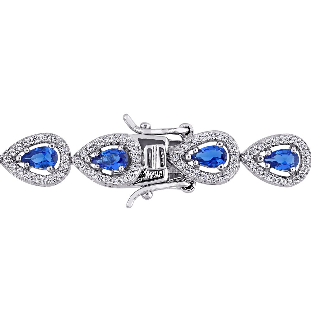 Lab-Created Blue Sapphire & Lab-Created White Sapphire Tennis Bracelet Sterling Silver xcEfncNX