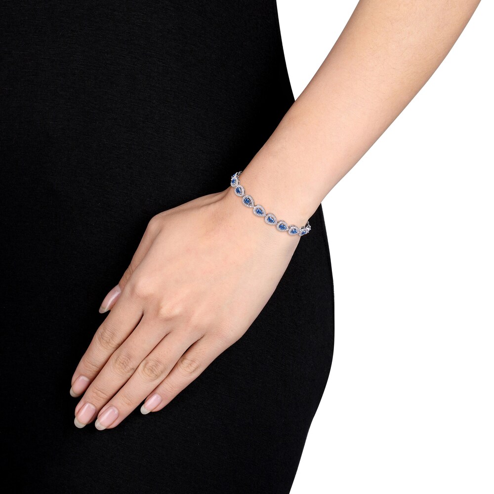 Lab-Created Blue Sapphire & Lab-Created White Sapphire Tennis Bracelet Sterling Silver xcEfncNX