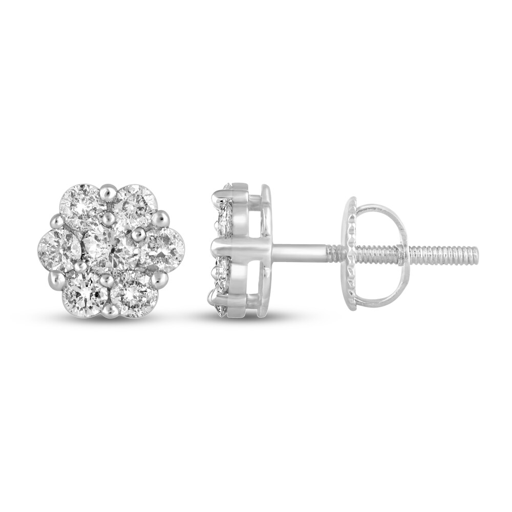 Diamond Stud Earrings 1 ct tw Round 14K White Gold xt6aNvjP