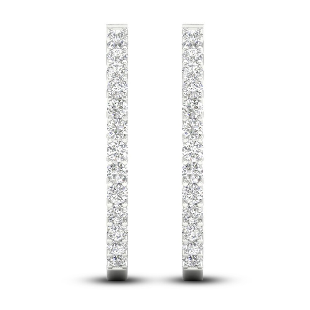Lab-Created Diamond Hoop Earrings 5 ct tw Round 14K White Gold xzGZ4K7D