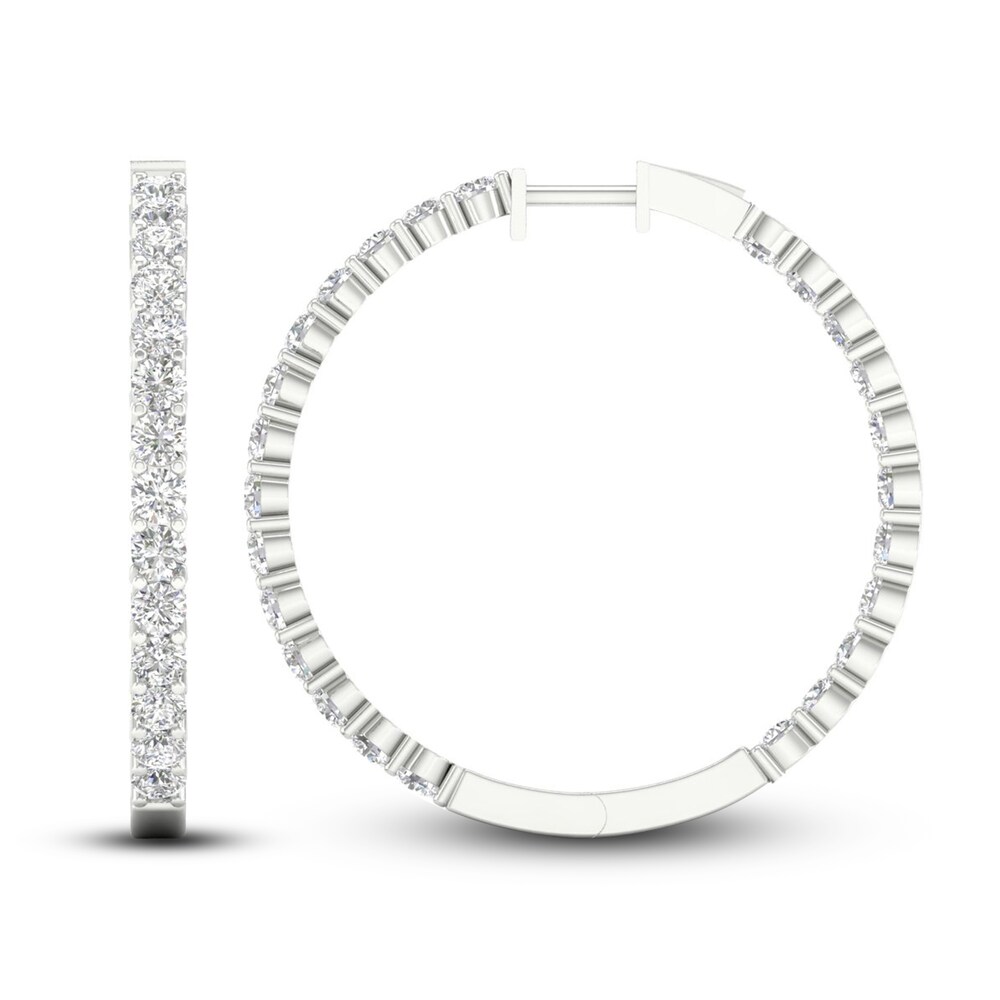 Lab-Created Diamond Hoop Earrings 5 ct tw Round 14K White Gold xzGZ4K7D