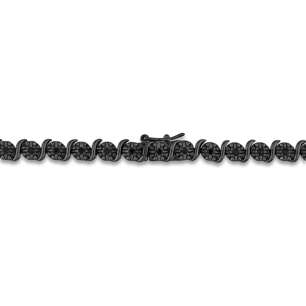 Black Diamond Tennis Bracelet 1 ct tw Round Sterling Silver 7.25\" xzzICHaP