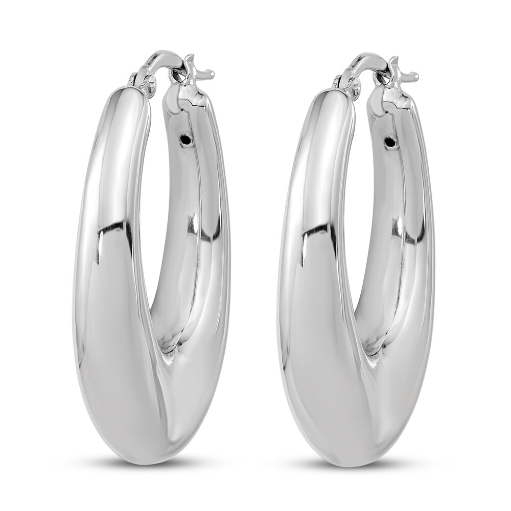 Oval Hollow Hoop Earrings Sterling Silver y5j43mt7