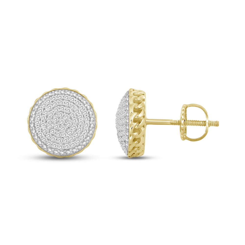 Men\'s Diamond Stud Earrings 1/6 ct tw Round 10K Yellow Gold/Rhodium yH15pXFd