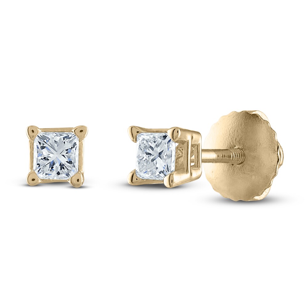 Diamond Solitaire Stud Earrings 1/10 ct tw Princess 14K Yellow Gold (I1/I) ySPCEu3z