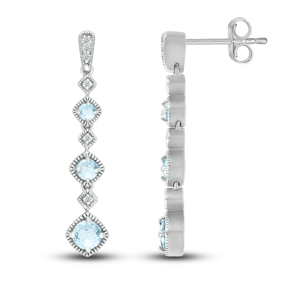 Natural Aquamarine Dangle Earrings 1/20 ct tw Diamonds Sterling Silver yaanDjOC