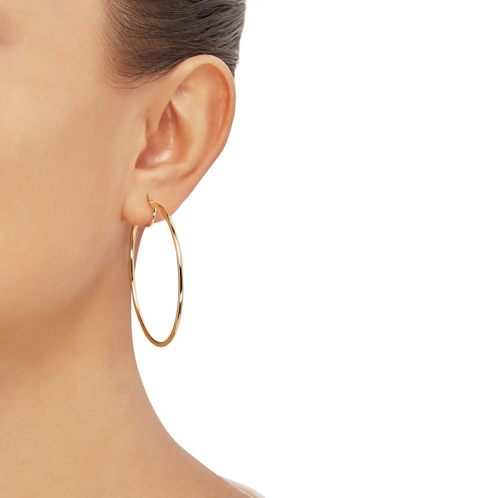 Round Tube Hoop Bridge Earrings 10K Yellow Gold ybtyEld0