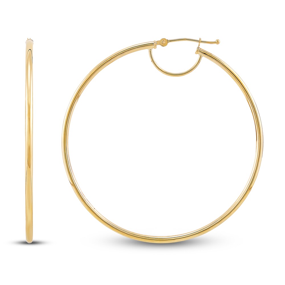 Round Tube Hoop Bridge Earrings 10K Yellow Gold ybtyEld0