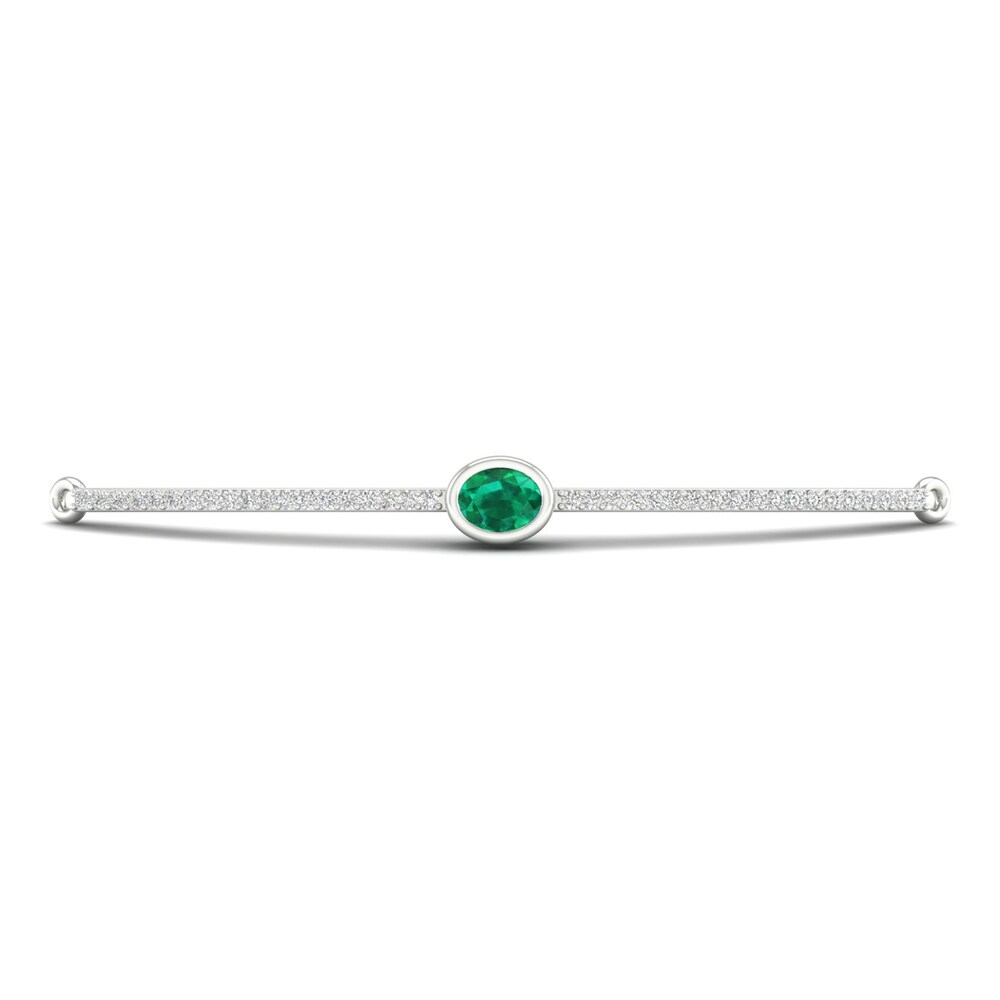 Natural Emerald Bolo Bracelet 1/6 ct tw Diamonds 10K White Gold yhfAvbrh