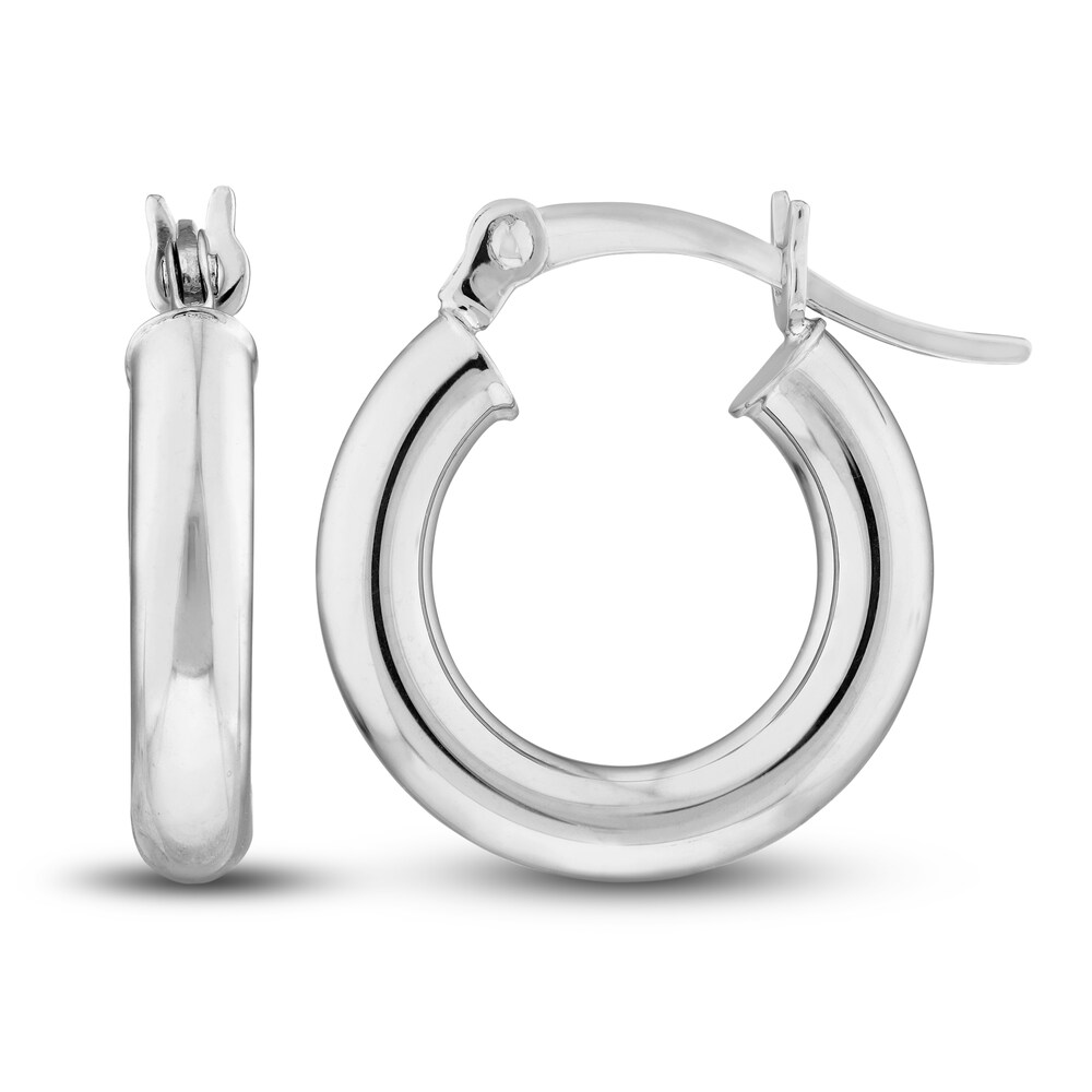 Polished Hoop Earrings 14K White Gold 15mm ywwma4Pl