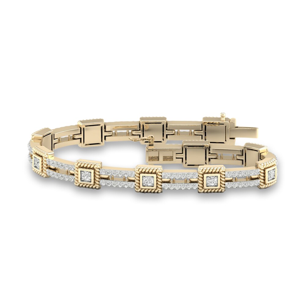 Men\'s Lab-Created Diamond Bracelet 3 ct tw Round 14K Yellow Gold 8.5\" yzI8OfO6