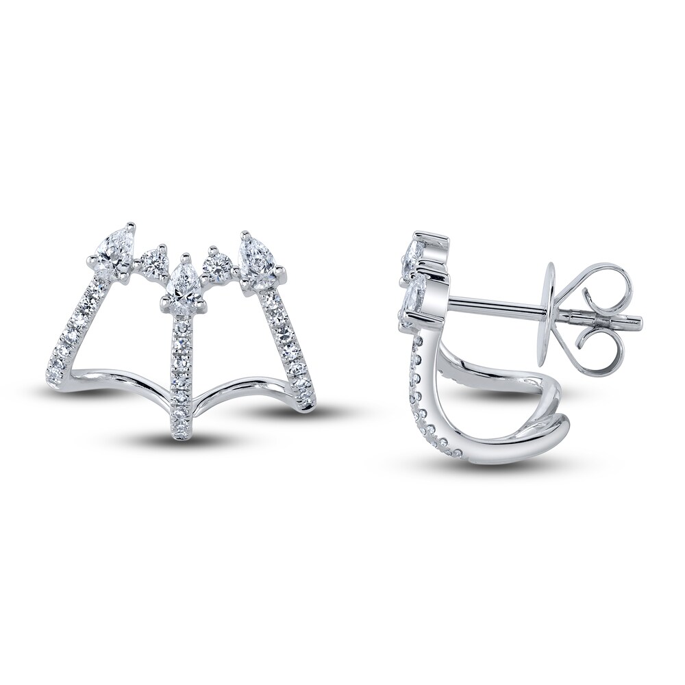 Shy Creation Diamond Cuff Earrings 1/2 ct tw Round/Pear 14K White Gold SC55020499 z5vHkzBb