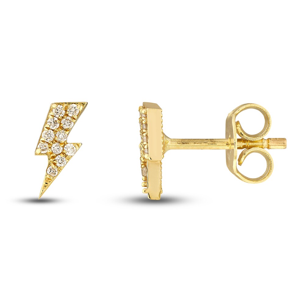 Diamond Lightning Bold Stud Earrings 1/20 ct tw Round 14K Yellow Gold zGfFM606