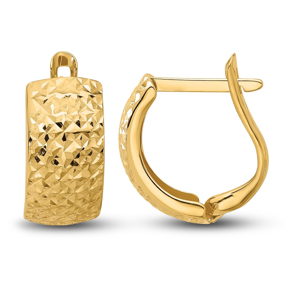 Diamond-Cut Omega Hoop Earrings 14K Yellow Gold zIuYzTJ6 [zIuYzTJ6]
