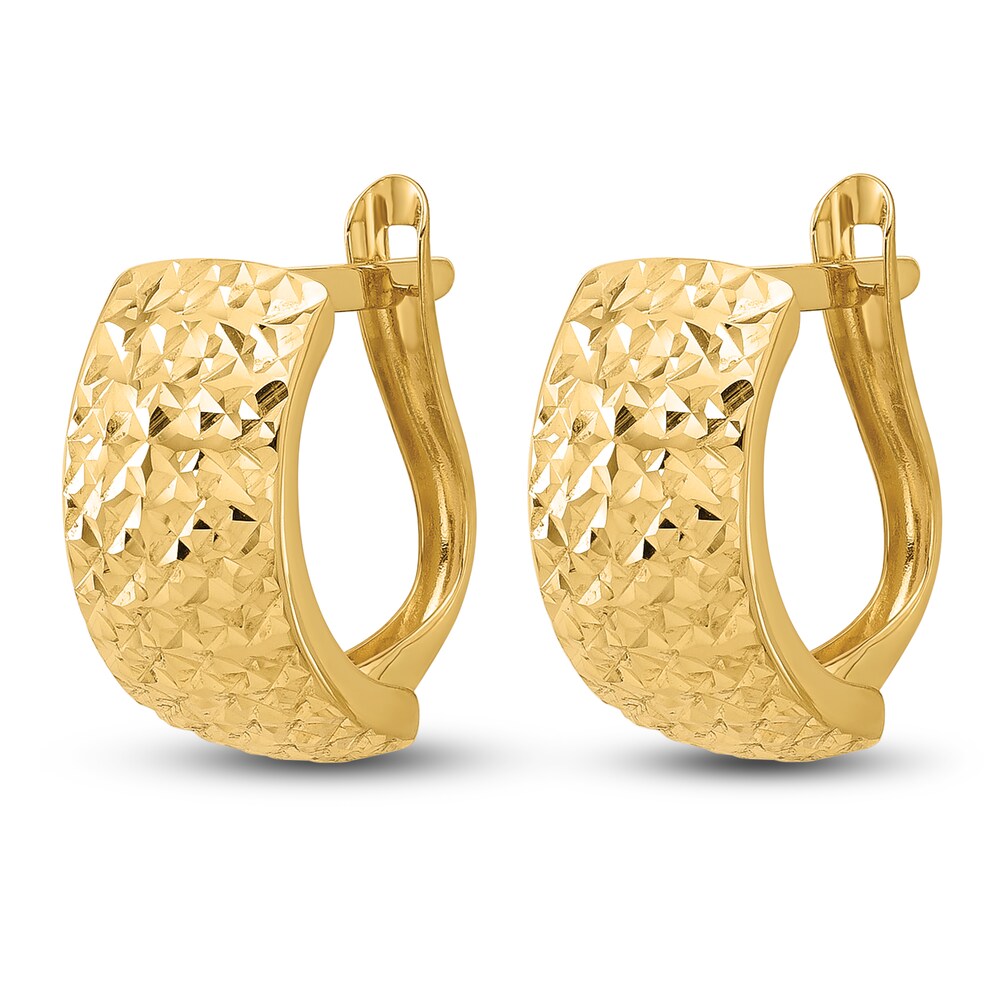 Diamond-Cut Omega Hoop Earrings 14K Yellow Gold zIuYzTJ6