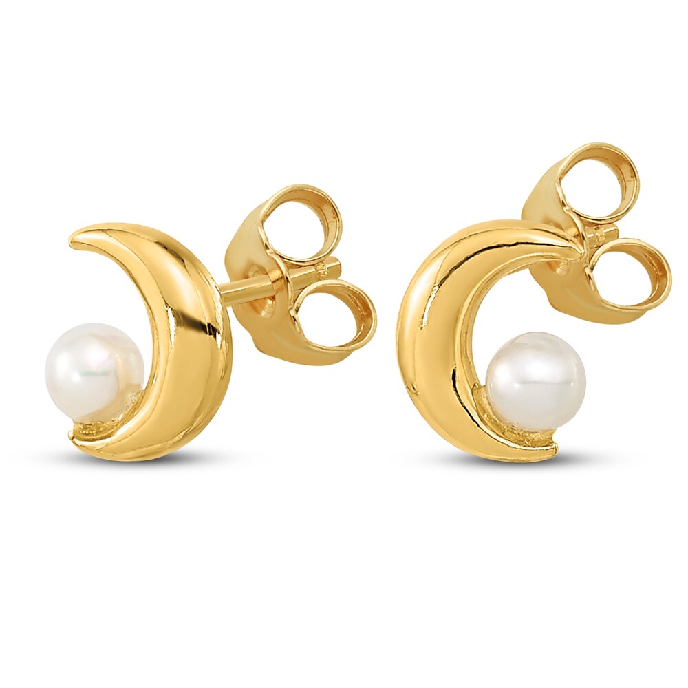 Half Moon Freshwater Cultured Pearl Stud Earrings 14K Yellow Gold zOQMpXJ8