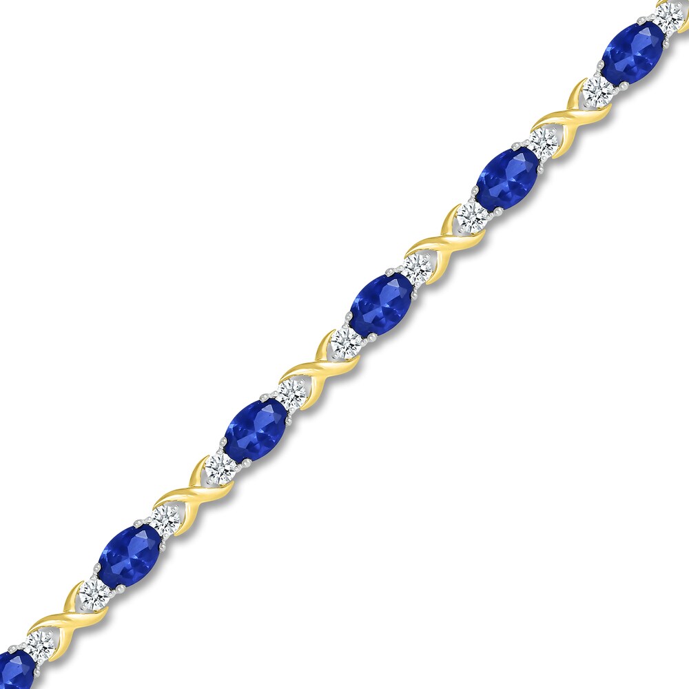 Lab-Created Sapphire Bracelet Blue/White 10K Yellow Gold zjAblpNR