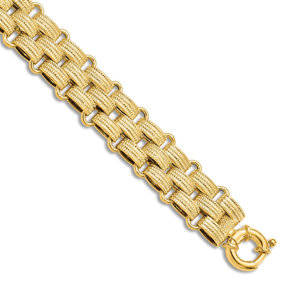 Men's Woven Link Chain Bracelet 14K Yellow Gold 8" znaNvfZ1