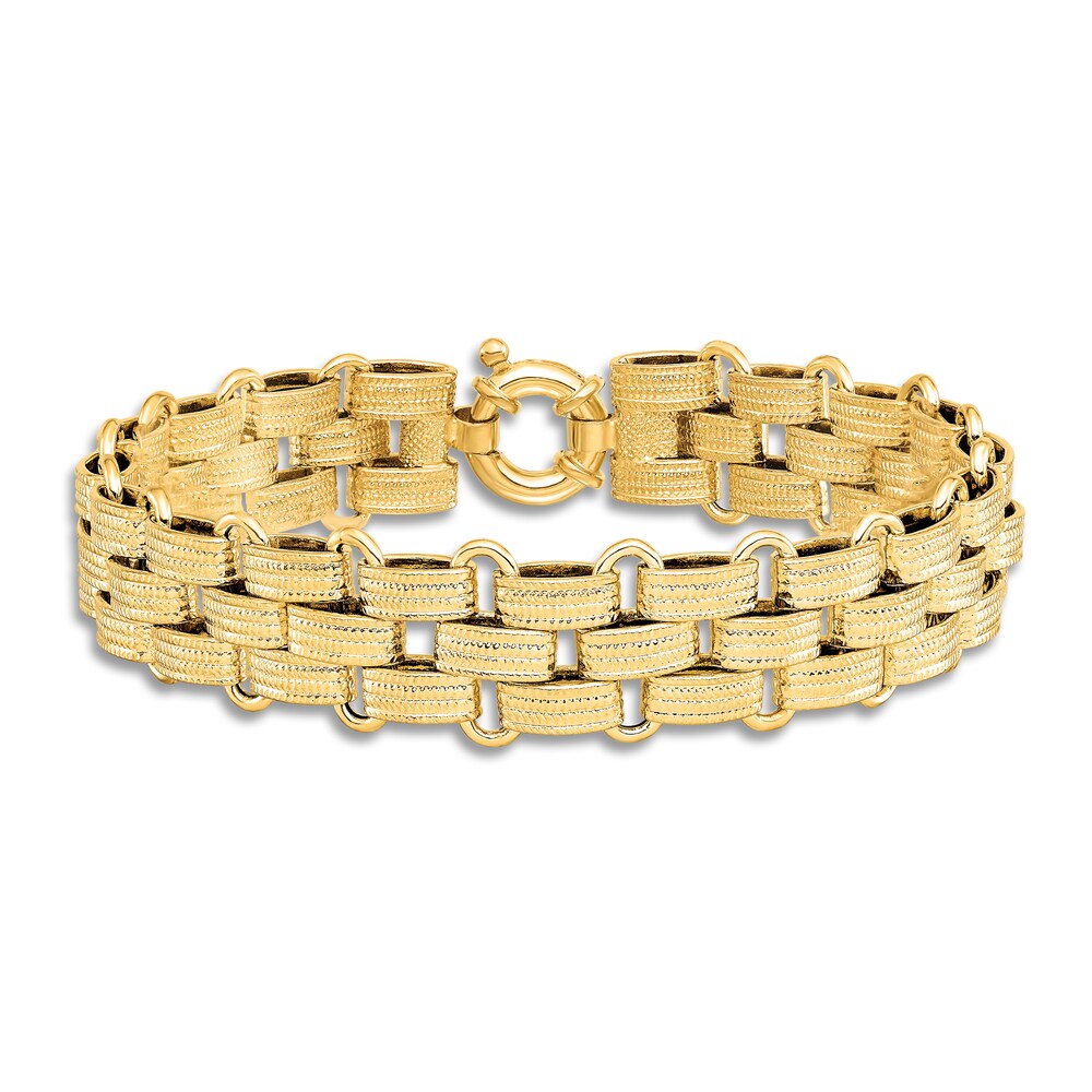 Men\'s Woven Link Chain Bracelet 14K Yellow Gold 8\" znaNvfZ1