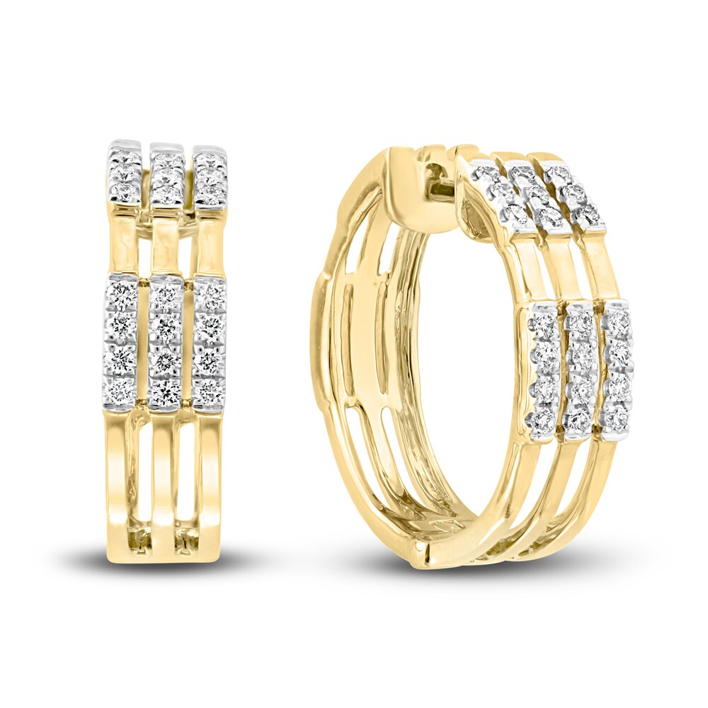LALI Jewels Diamond Huggie Earrings 1/4 ct tw Round 14K Yellow Gold zpbCoc4i [zpbCoc4i]