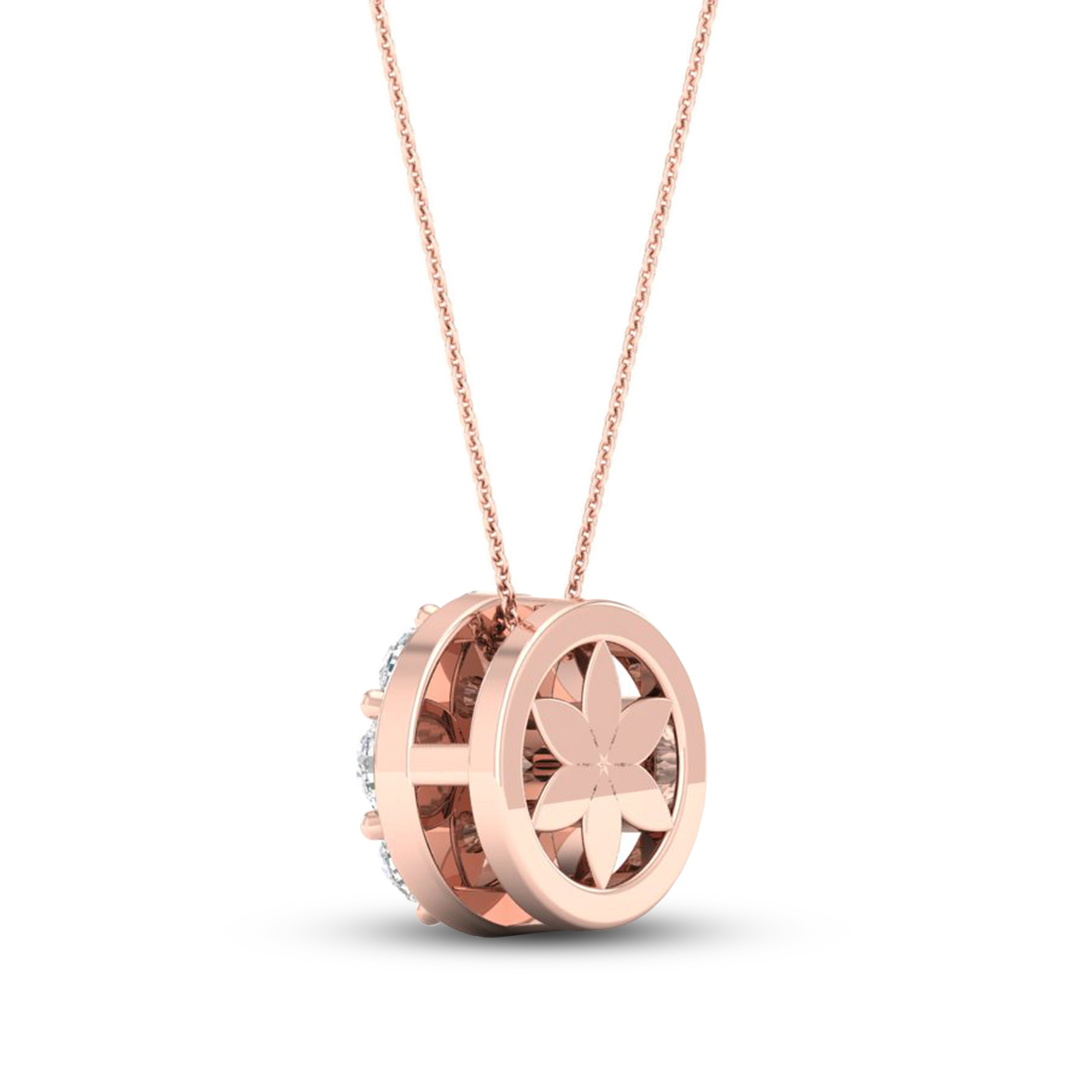 Diamond Pendant Necklace 1/2 ct tw Round 10K Rose Gold 0FglBdKM