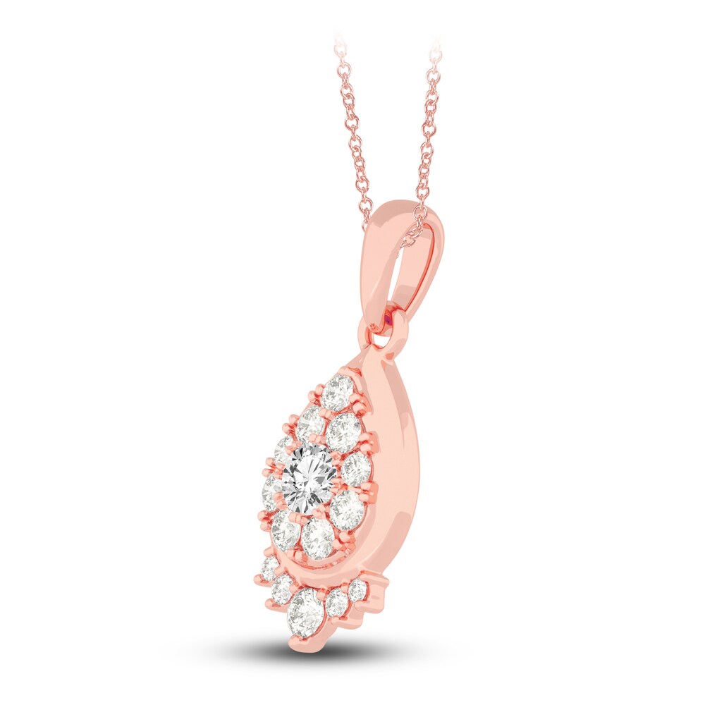 Diamond Pendant Necklace 1/2 ct tw Round 14K Rose Gold 18\" 0IVAL4Tb