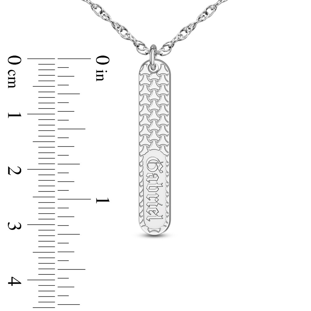 Men\'s Engravable Pendant Necklace 10K White Gold 18\" 0JIXmhHS