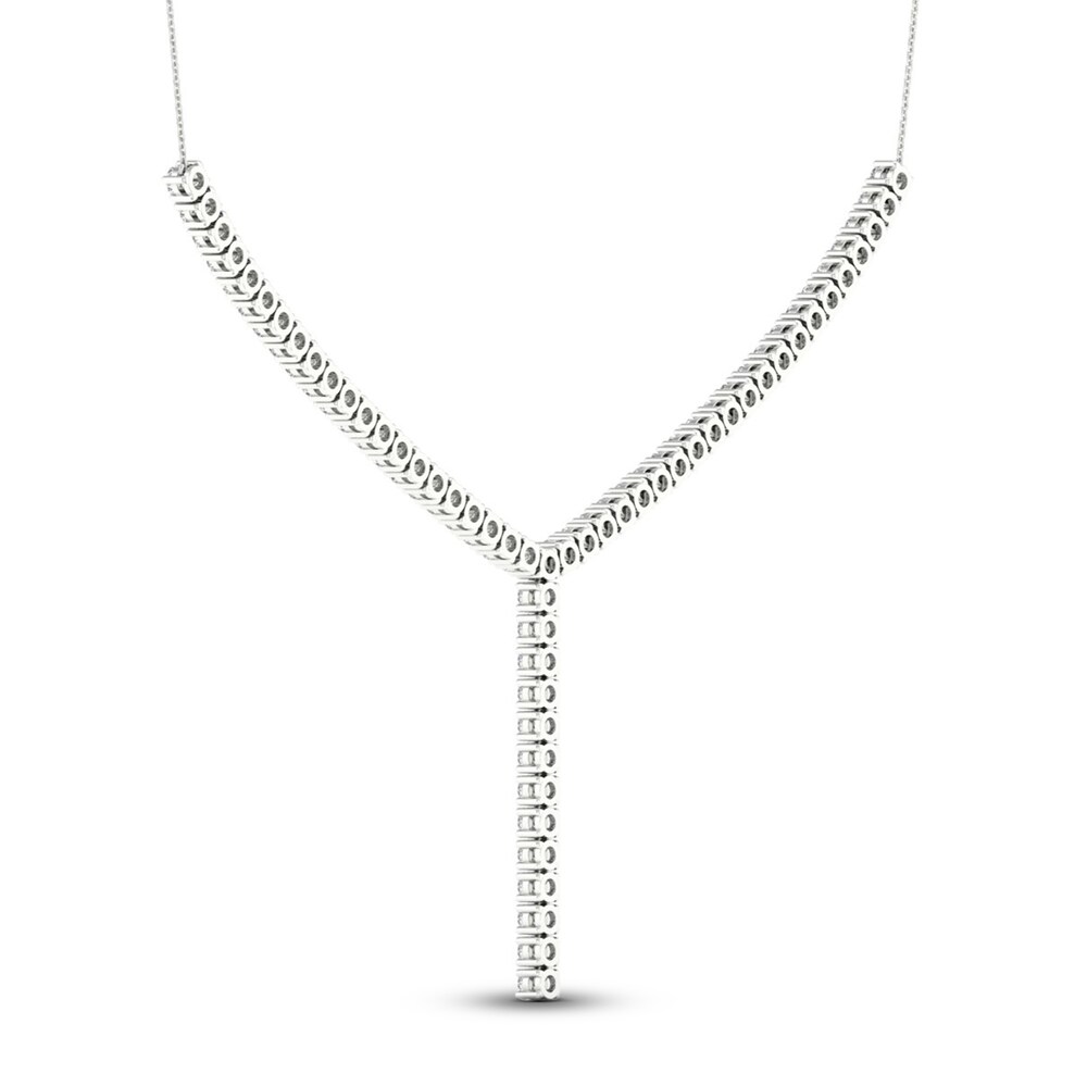 Lab-Created Diamond Y Necklace 5 ct tw Round 14K White Gold 0vdt3zt9