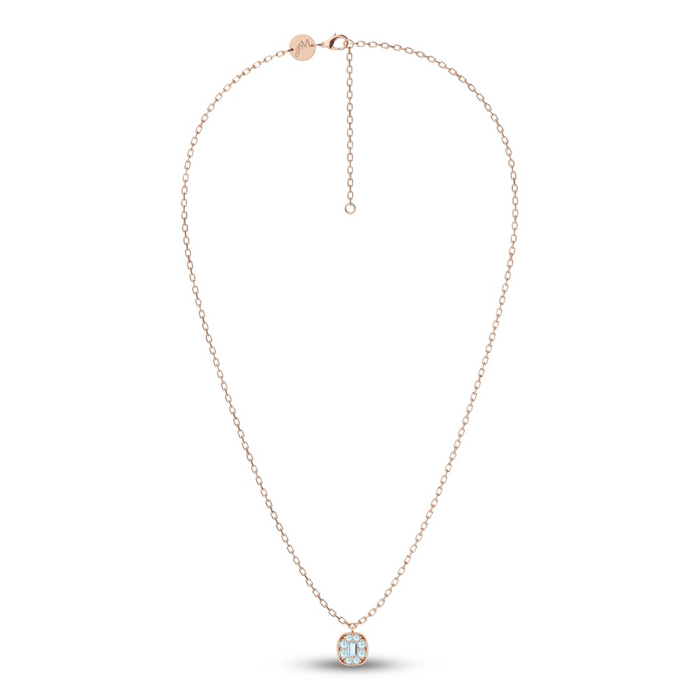 Juliette Maison Natural Aquamarine Pendant Necklace 10K Rose Gold 1CXTNZEi