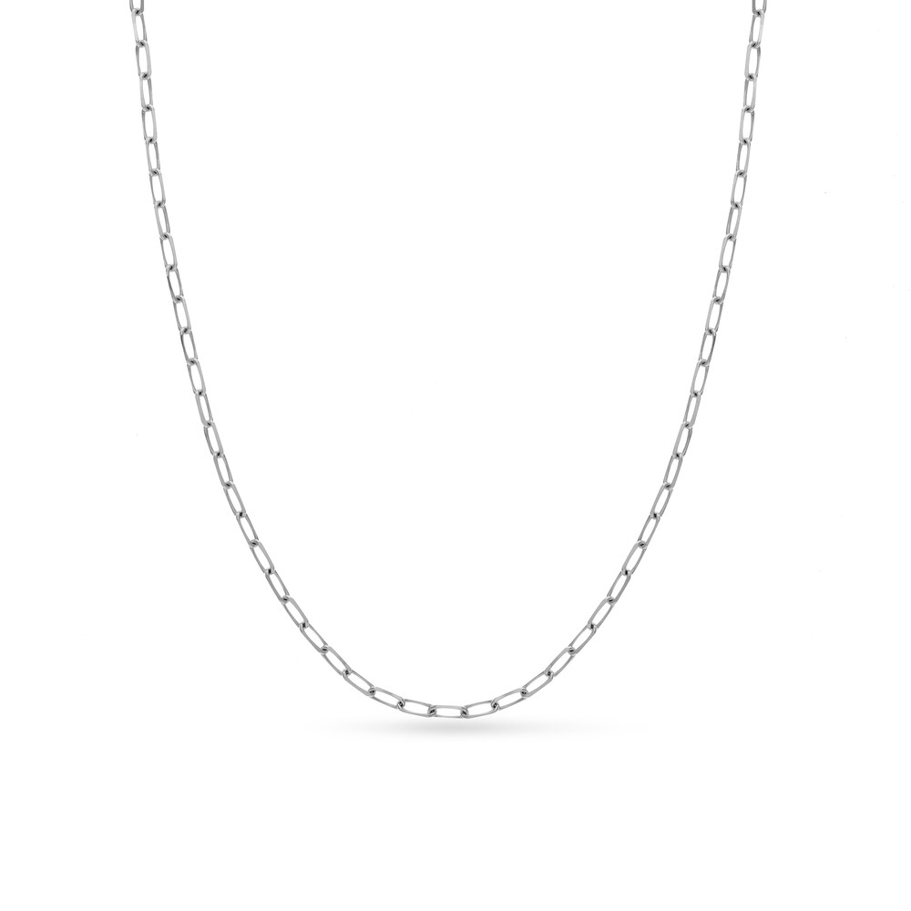 Paper Clip Chain Necklace 14K White Gold 24\" 1Cfh2RD9