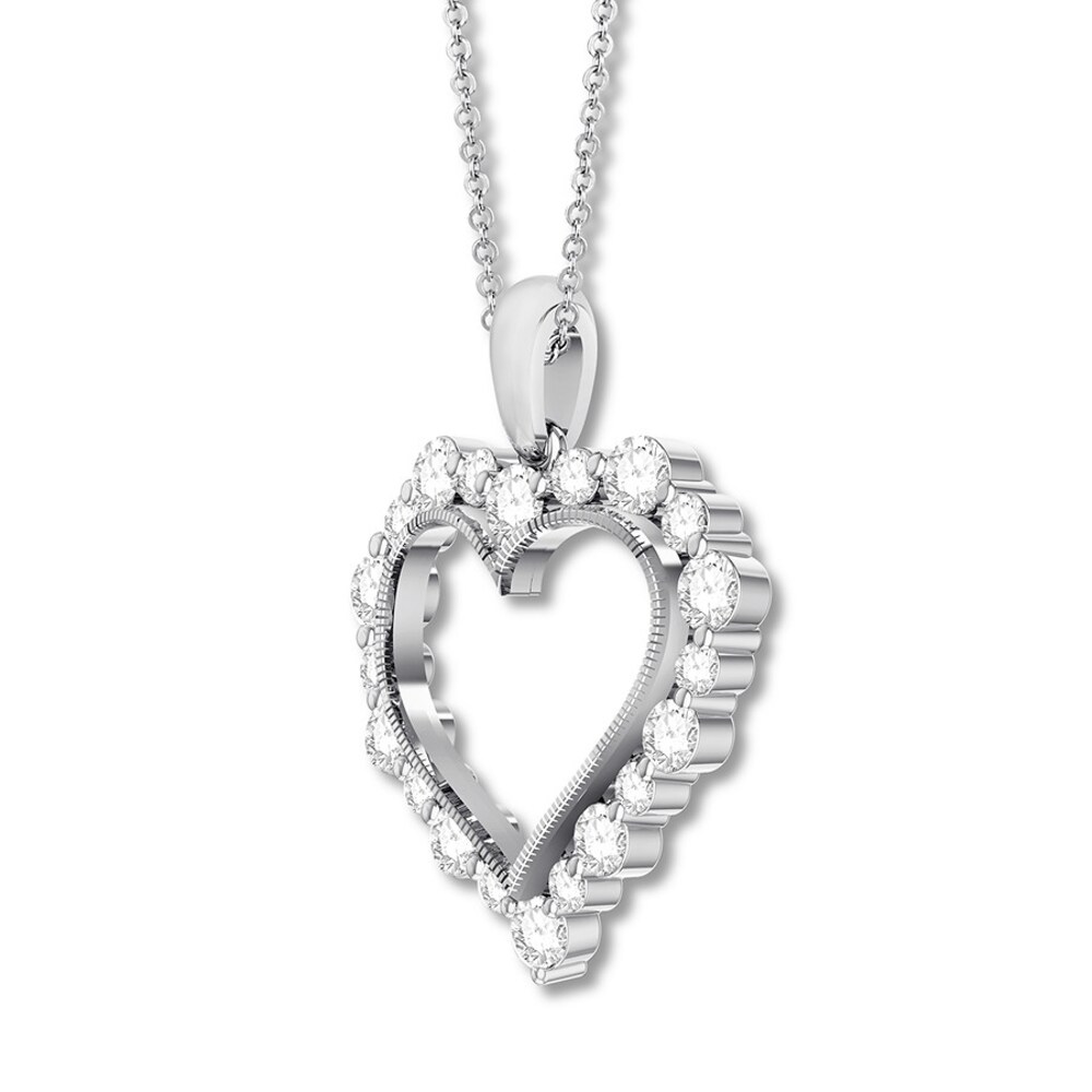 Diamond Heart Necklace 1 carat tw Round 14K White Gold 1Iu3KddZ