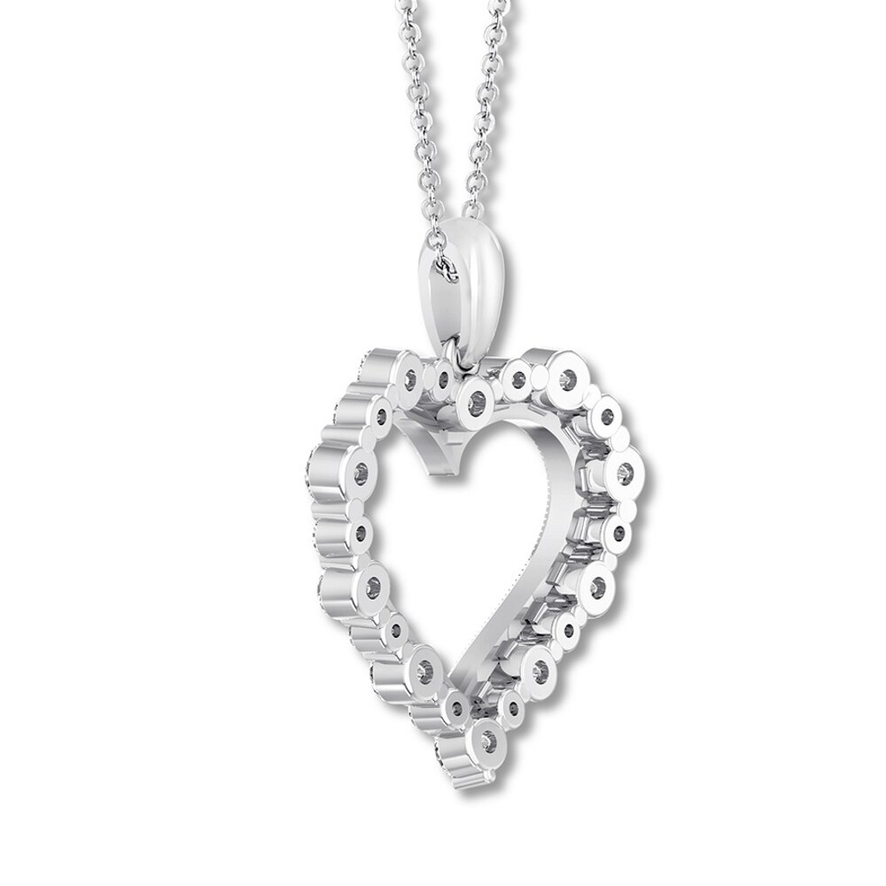 Diamond Heart Necklace 1 carat tw Round 14K White Gold 1Iu3KddZ