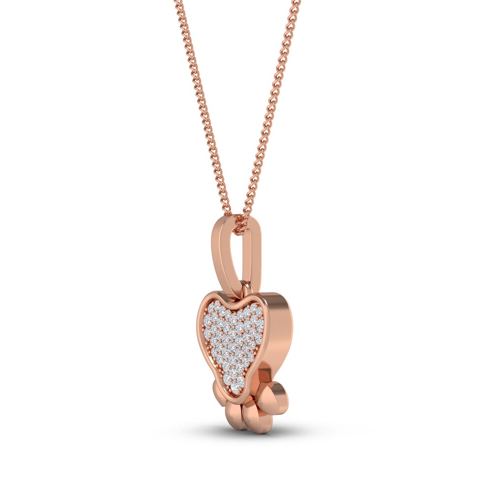 Diamond Paw Pendant Necklace 1/10 ct tw Round 10K Rose Gold 18\" 1eTVe0mg