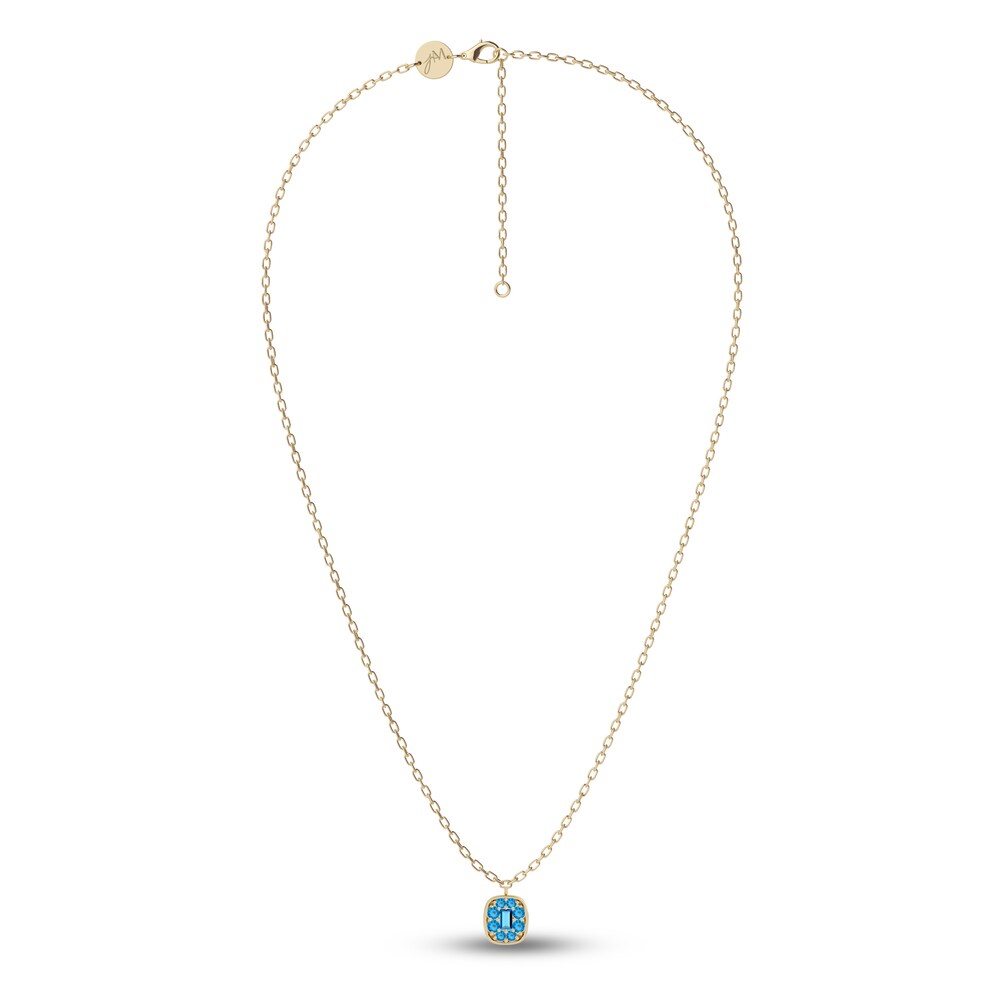 Juliette Maison Natural Blue Zircon Pendant Necklace 10K Yellow Gold 1zhur3I6