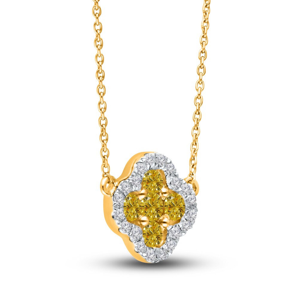 Kallati Natural Yellow Diamond Pendant Necklace 1/2 ct tw Round 14K Yellow Gold 2194hPkO