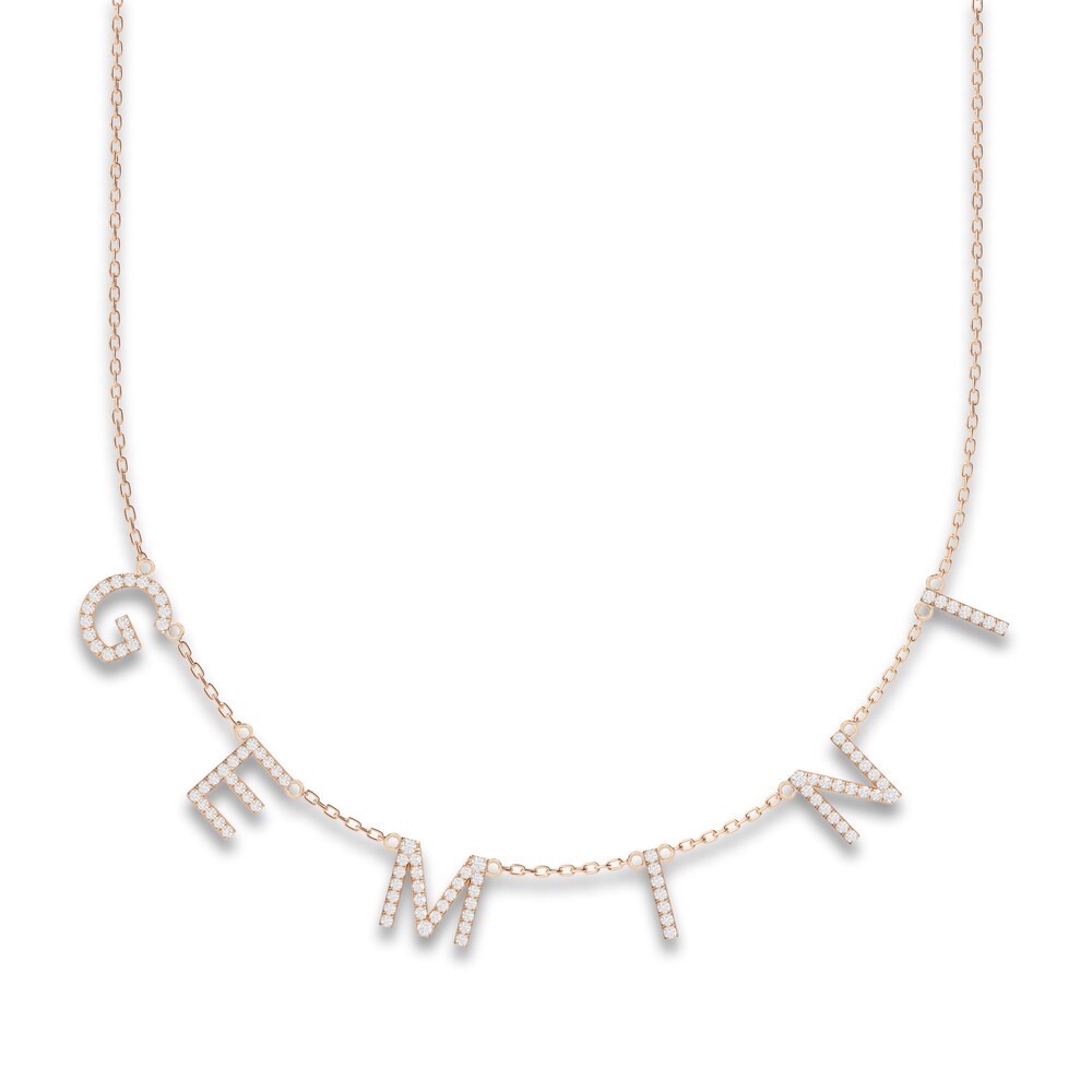 Juliette Maison Diamond Station Name Necklace 7/8 ct tw Round 10K Rose Gold 2DbYQJM7