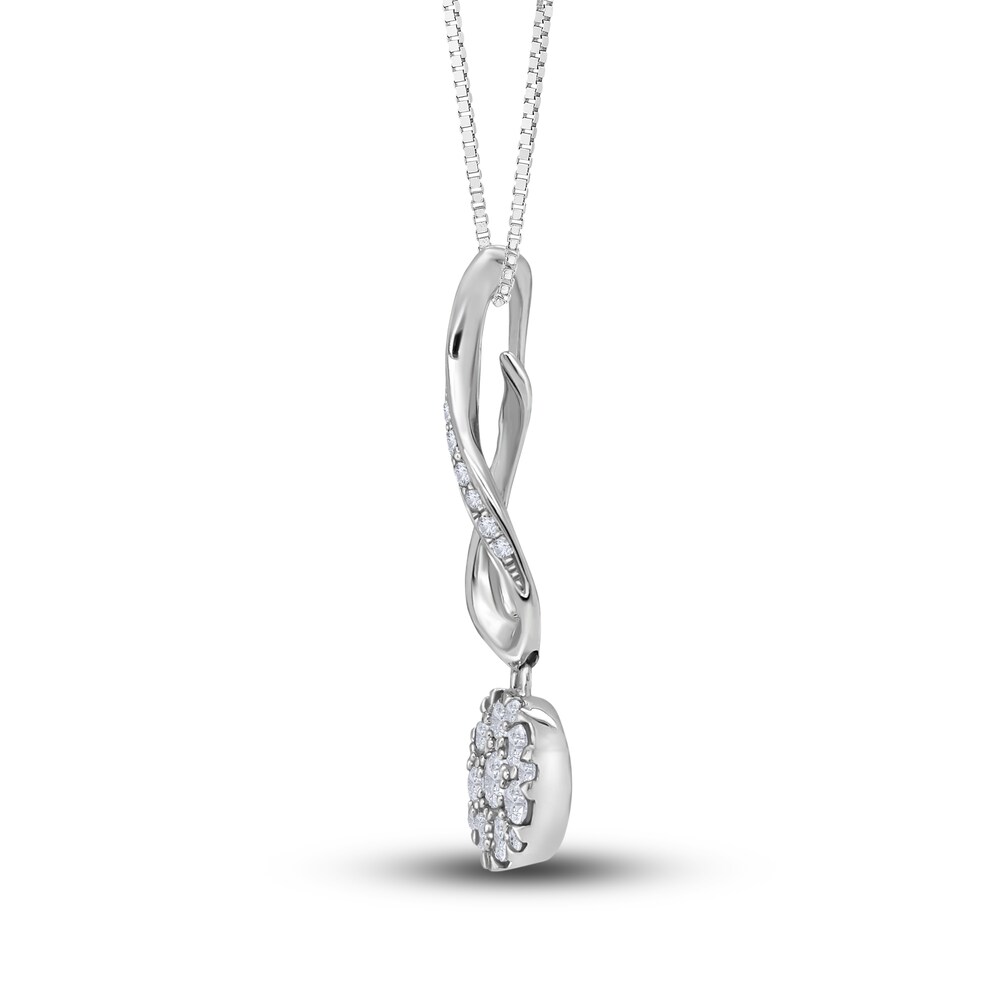 Diamond Drop Pendant Necklace 3/8 ct tw Round 10K White Gold 18\" 2FTBg2ep