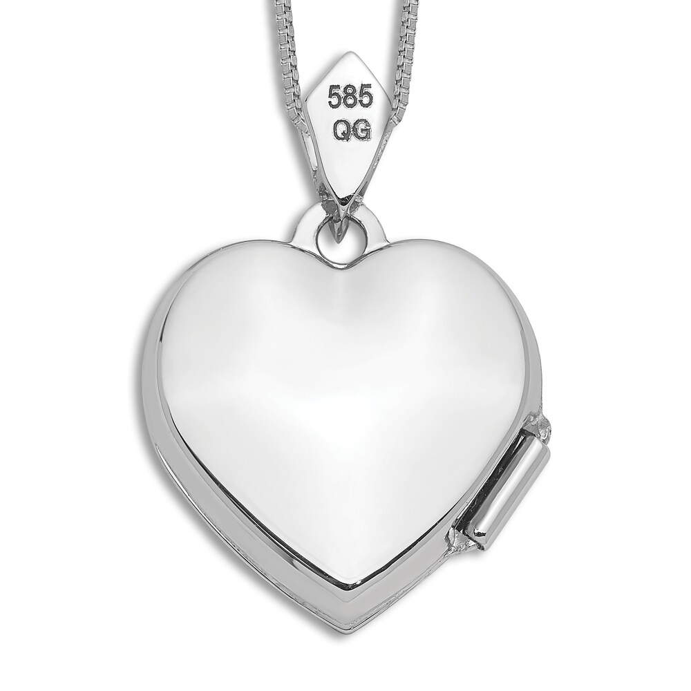 Heart Pendant Locket Necklace Diamond Accents 14K White Gold 18\" 2JyrT5Ju