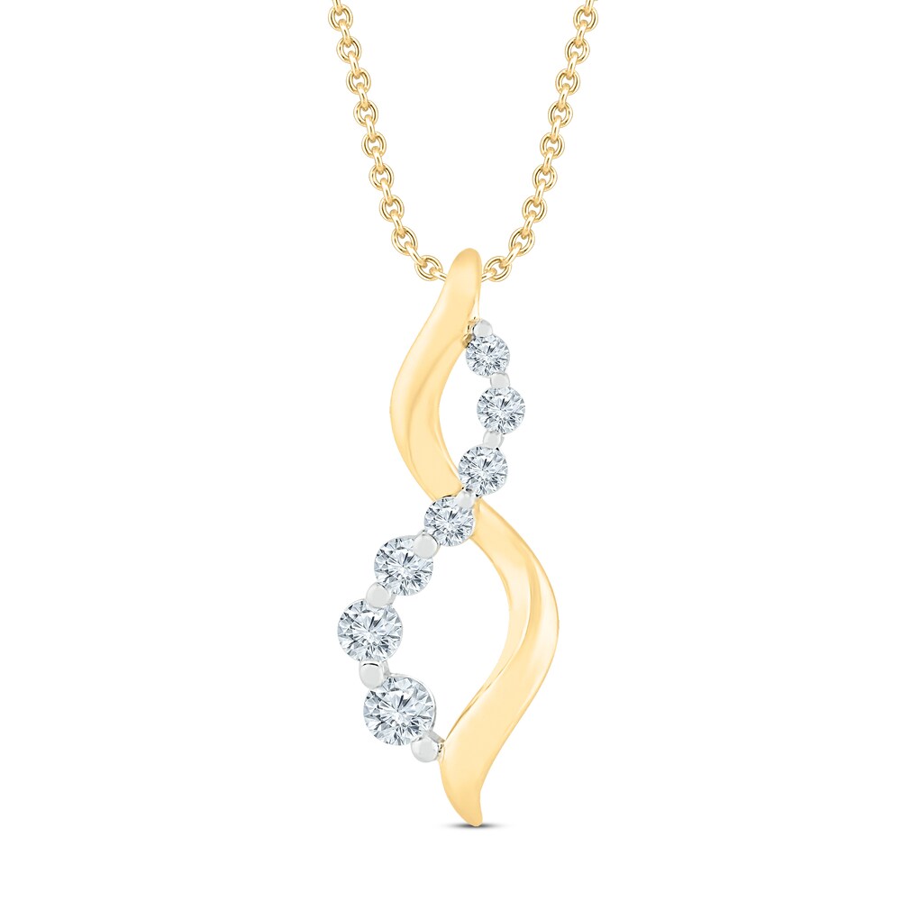 Diamond infinity Necklace 1/5 ct tw Round 10K Yellow Gold 2pCYzc2A [2pCYzc2A]