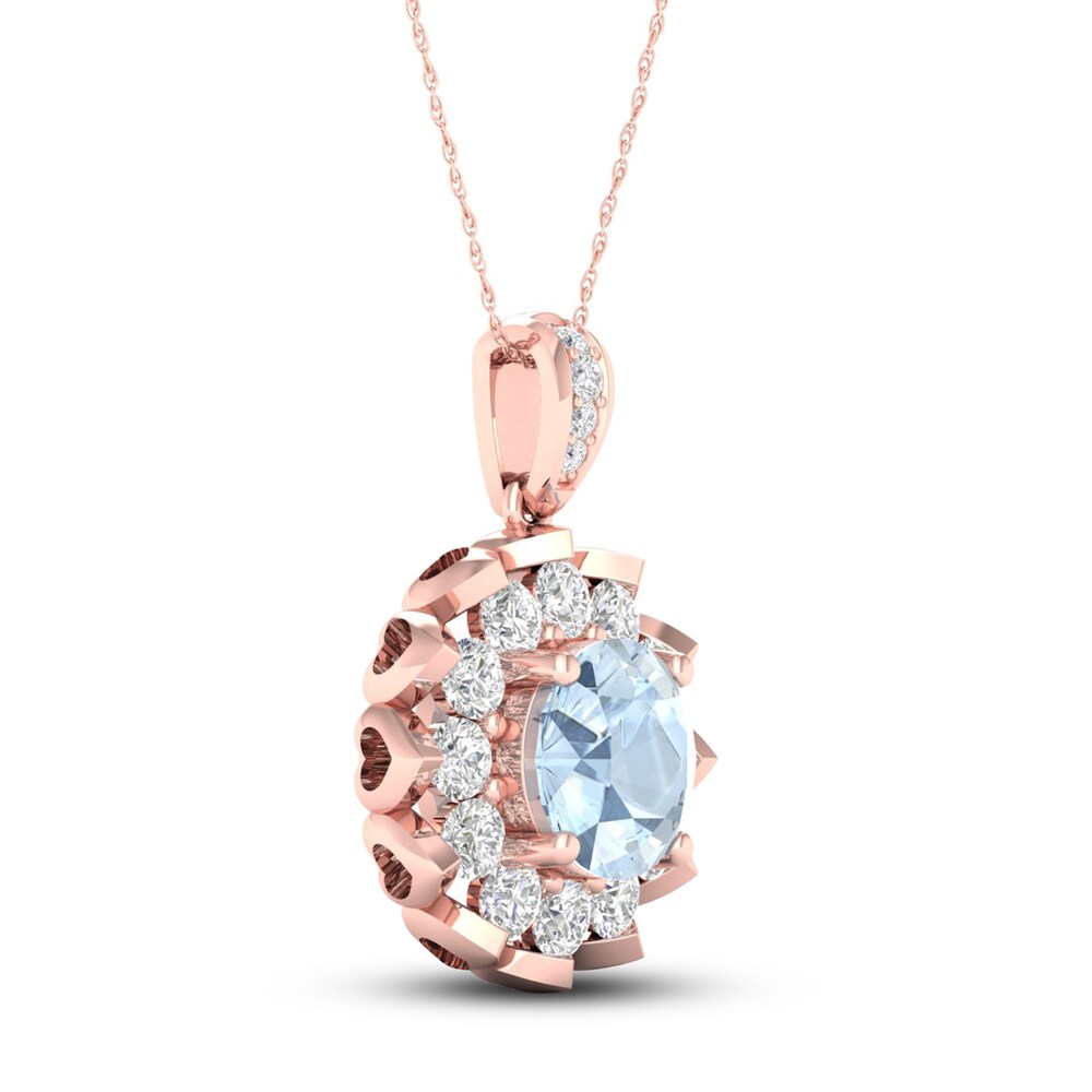 Aquamarine Necklace 5/8 ct tw Diamonds 10K Rose Gold 2qiX4Kr3