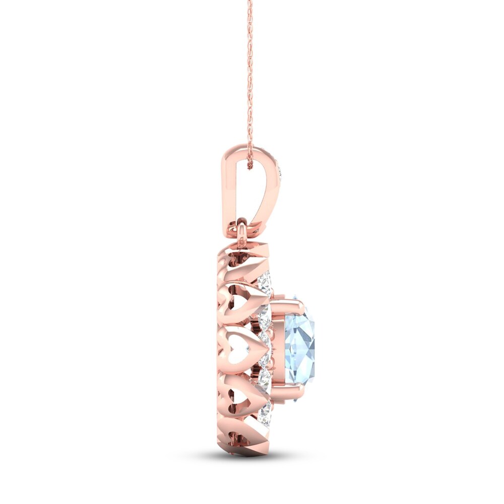 Aquamarine Necklace 5/8 ct tw Diamonds 10K Rose Gold 2qiX4Kr3